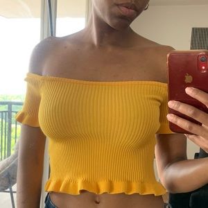 Yellow off shoulder top